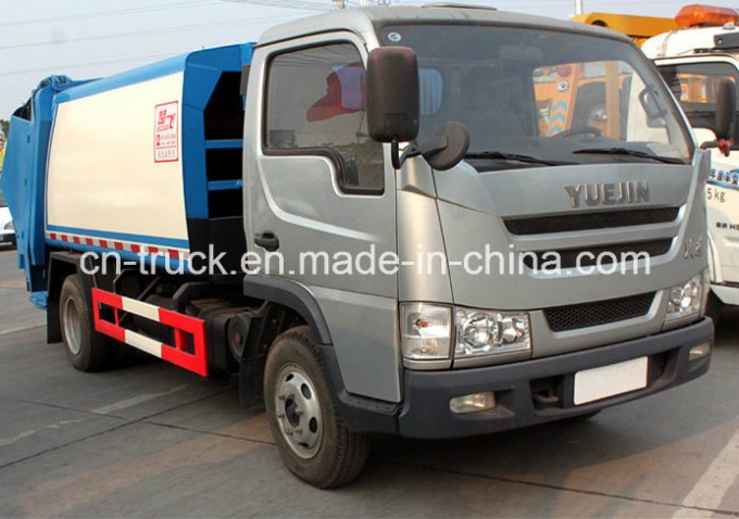 China Yuejin 5cbm Compressor Garbage Truck 