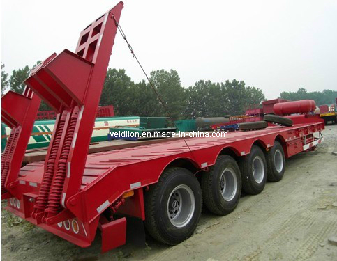 3 Axles Low Bed Semi Trailer for Heavyduty Machines Delivery 