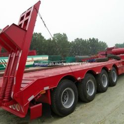 3 Axles Low Bed Semi Trailer for Heavyduty Machines Delivery