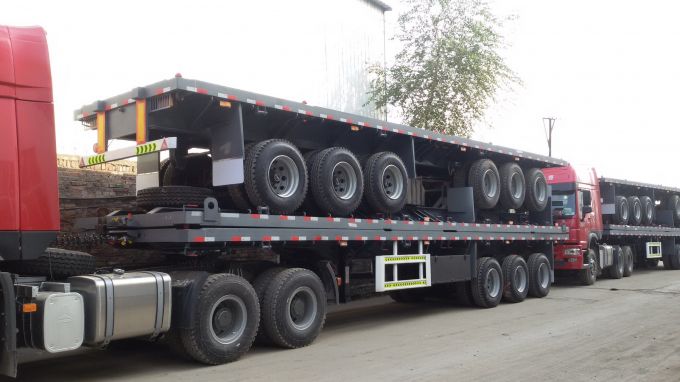 3 Axles 40 Feet Container Flat Bed Semi Trailer 