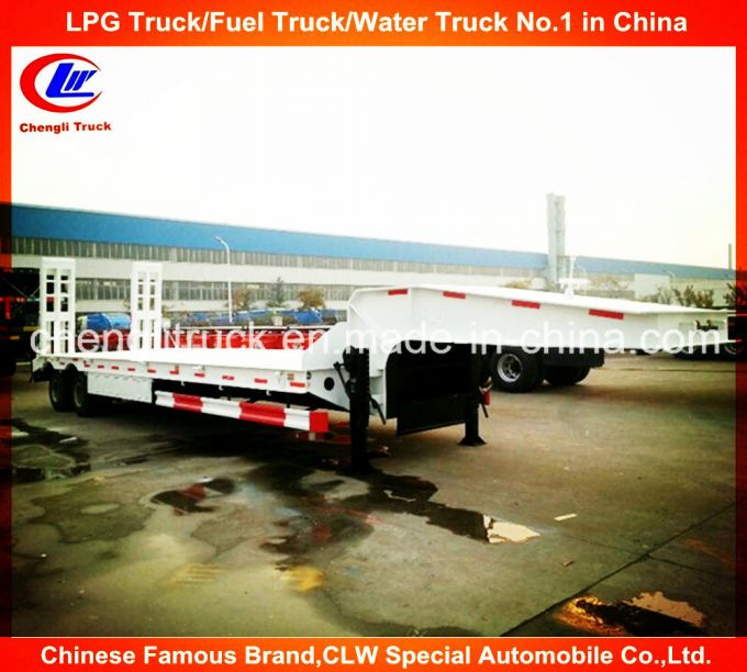 2 Axle Low Loader Lowbed Semi Trailer with Mechanical Ramps 