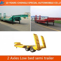 2 Axles Lowboy Semi Tailer for Heavy Equipment