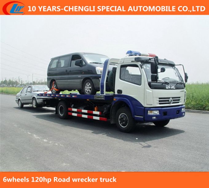 6 Wheels 120HP Platform Tow Truck for Road Recovery 