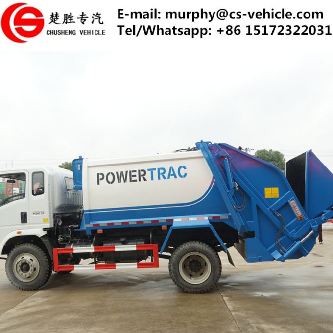 Sanitation Vehicle HOWO 210HP 4X2 10ton Rear Loaded Compactor Garbage Truck 