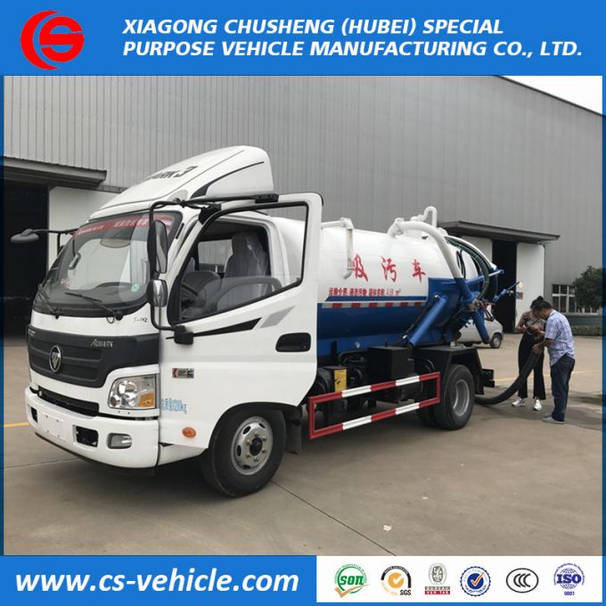 Foton Sewage Suction Truck 5000L Vacuum Sewer Cleaning Truck 