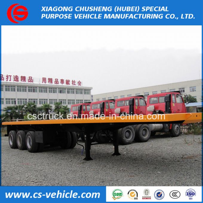 3 Axle 45FT/40FT Container Loading Flatbed Semitrailer Flatbed Trailer for Sale 