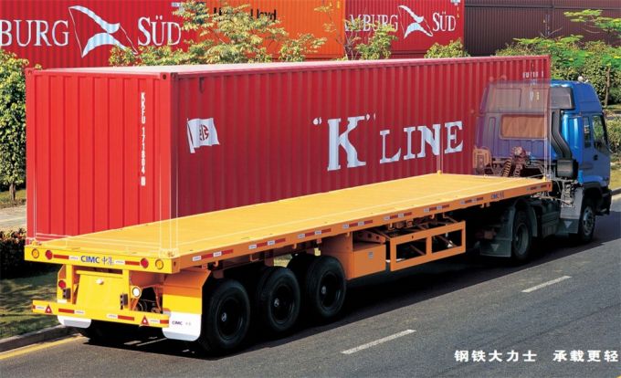 3 Axle 50 Tons Container Flatbed Semitrailer for Sale 