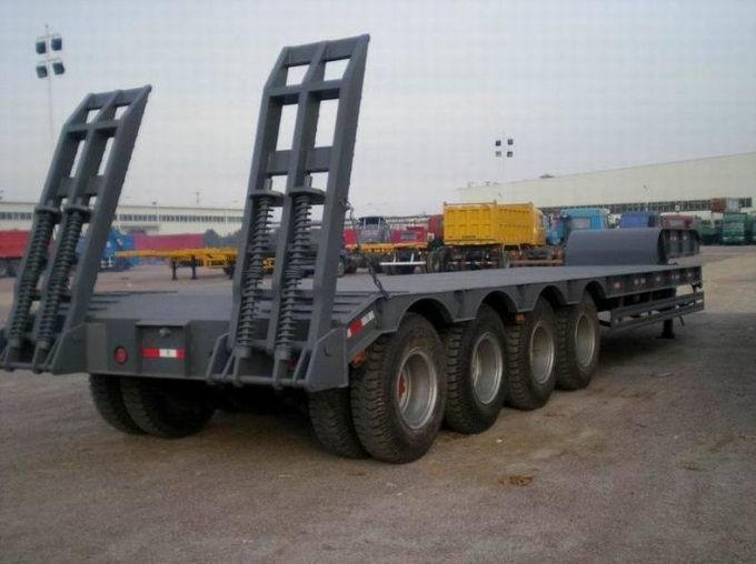 4 Axle Machinery Transportation 80t Low Bed Semi Trailer 