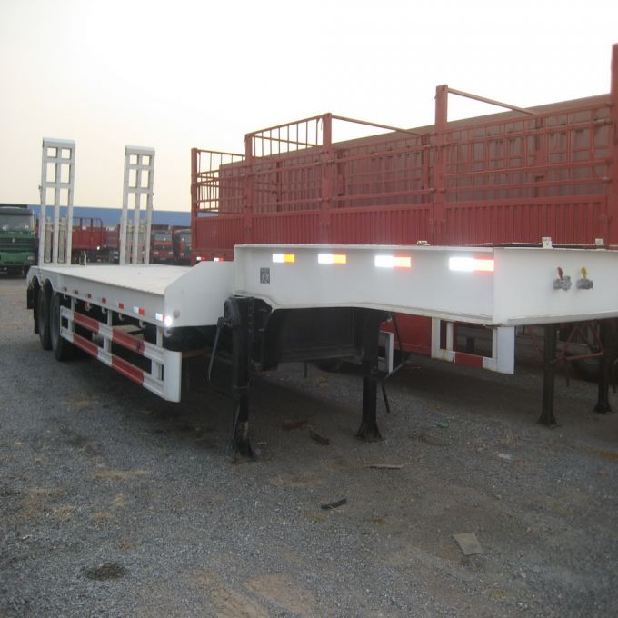 2axles 30-60tons Heavy Machine Transporter Loading Platform Semi Low Bed Trailer 