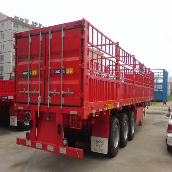 3axle Cargo Semi Trailer with 3 Group Stake 