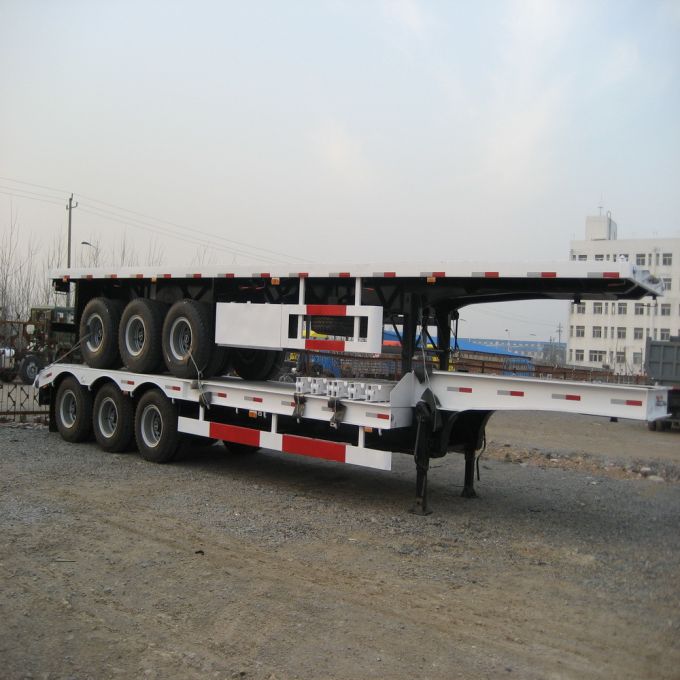 China 40FT 3axle Flatbed Carrying Container Semi Trailer 