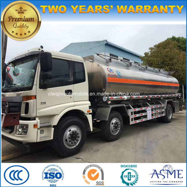 Foton 3 Axles 25 Cbm Fuel Bowser Aluminium Alloy Fuel Tank Truck 