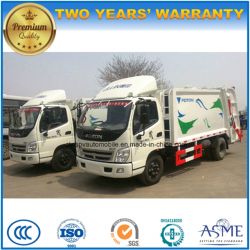 Small 6 Wheels Foton 5 T Refuse Truck 5 M3 Garbage Compress and Transport Truck