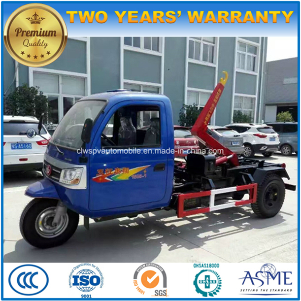 Small Tricycle 3 Wheels 1 Tons Arm Roll Box 1 T Mini Roll off Garbage Truck 