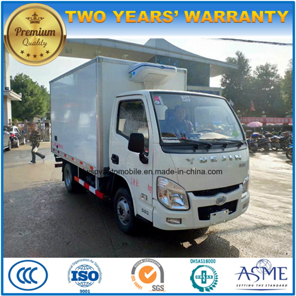 3 Tons Yuejin Refrigerator Vehicle 6 Wheels Fresh Food Transport Truck 