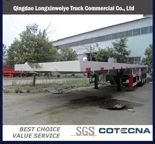 3 Axles 40tons Platform Skeletal Container Semi Truck Semi Trailer 