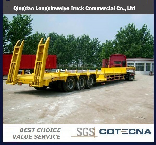 Tri-Axle 30-80ton Low Bed Trailer for Excavator Transportation 