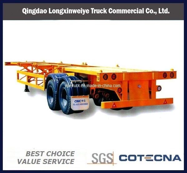 20" Skeleton Container Semi Trailer 2 Axles Capacity 30 Ton 