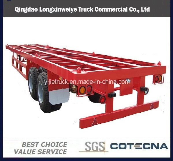 Best Quality 2 Axles Flat Bed Skeletal Container Semi Trailer 