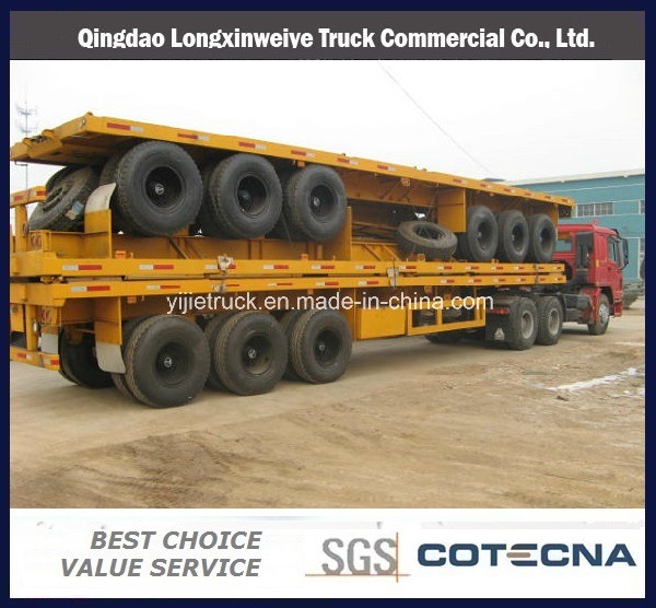 3 Axles 40ton Container Flat Bed Semi-Trailer 