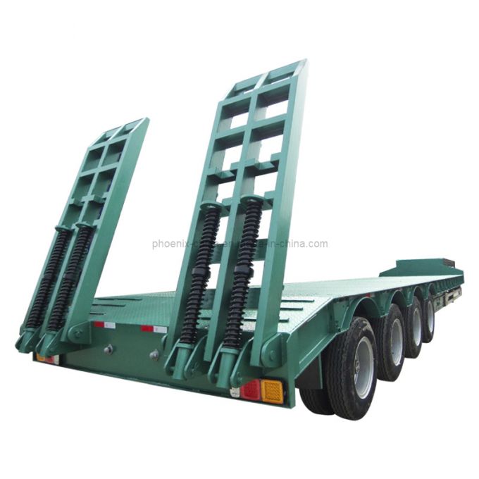 4 Axles Low Bed Semi Trailer 100-120 Tons Heavy Duty 