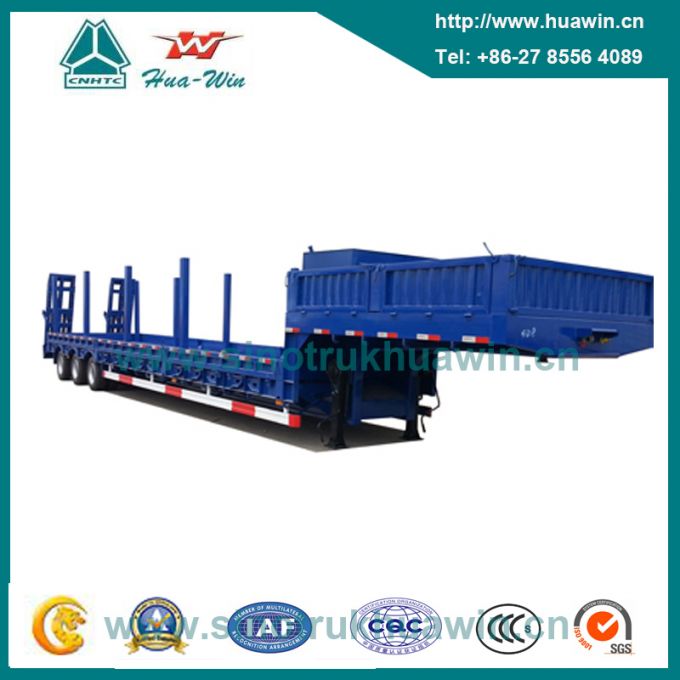 3 Axle Low Bed Semi Trailer with Manual Spring Ladder 