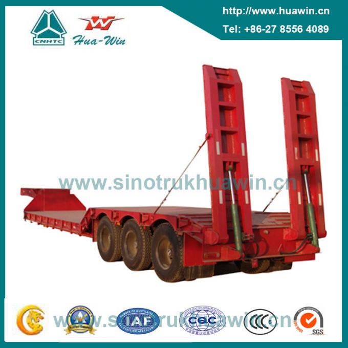 Three Axle Low Bed Semi Trailer with Hydraulic Ladder 