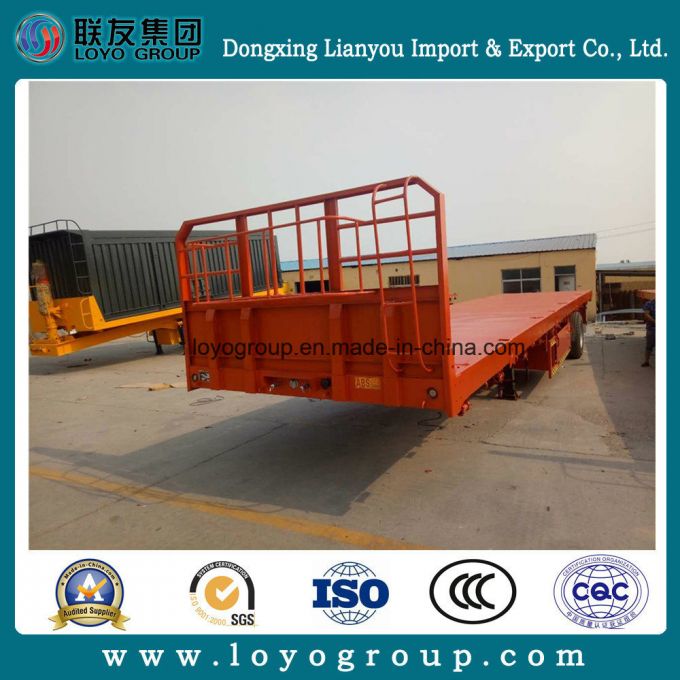 3 Axle 30-35 Ton Low Flatbed Container Transport Semi Trailer 