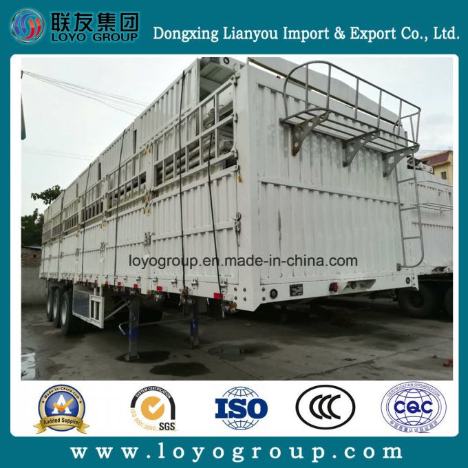 China Manufacturer Livestock Tri 3 Axle Fence Cargo Flatbed Trailer for Sale 