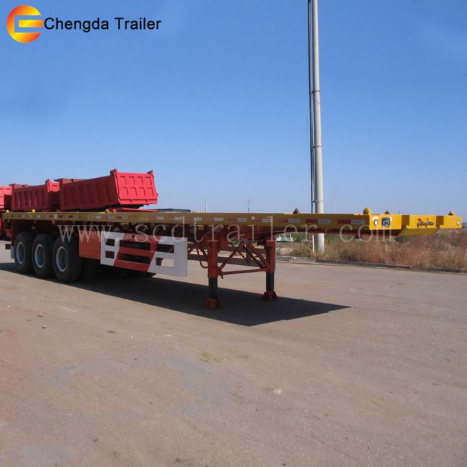 Tri-Axle 40FT 20FT Flatbed Container Semi Trailer for Sale 