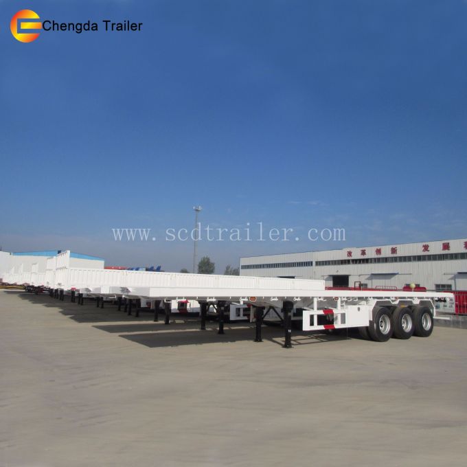 3 Axle Flatbed 40 Ton 40ft Container Semi-Trailer 