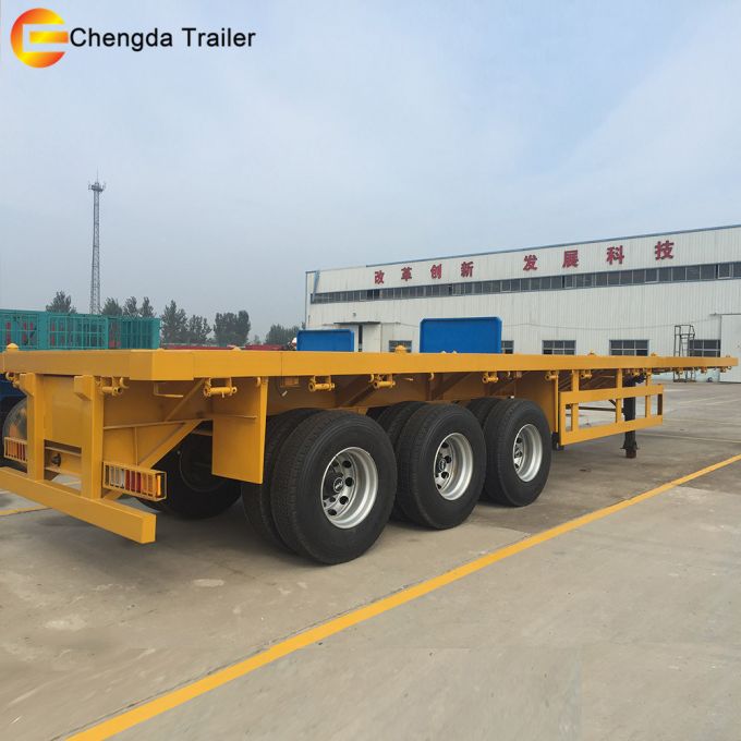 3 Axles 40FT Flatbed Container Semi Truck Trailer for Sale 