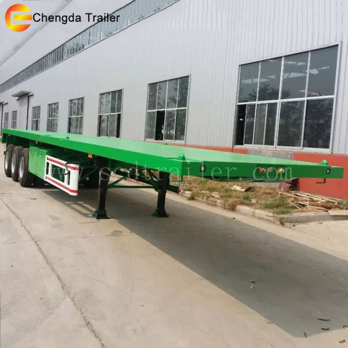 3axle Trailer 40ton Loading Flat Bed Trailer for Container Transportation 