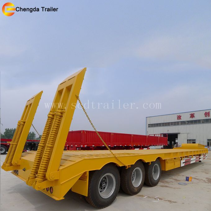 3axles Excavator Transport Gooseneck Lowboy Low Bed Lowbed Semi Trailer 