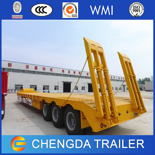 3 Axles 60tons Heavy Duty Low Bed Lowboy Truck Trailer for Sale 