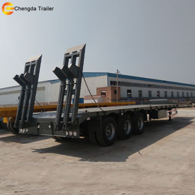 3 Axle 60 Ton Low Bed Flatbed Trailer for Sale 