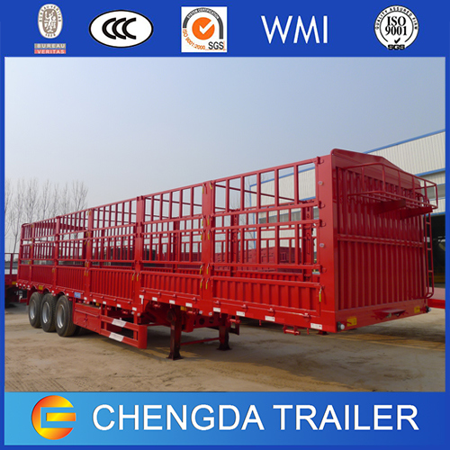 4 Axles 70 Ton Cargo Fence Trailer with Axle Lift 