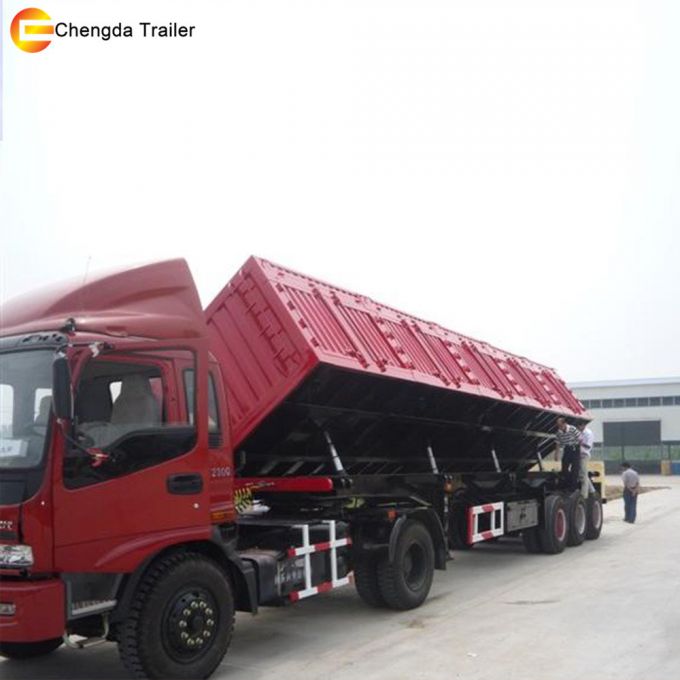 3 Axles Side Tipper Trailer Tractor Dump Truck Trailer for Sale 