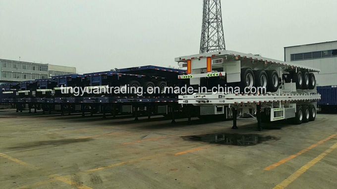 China 3 Axles Flatbed Container Chassis Semi Trailer 40FT Trailers for Sale 