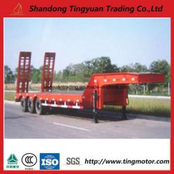 3 Axles 60t Lowbed Semi Trailer for Heavy Duty Machine Transport