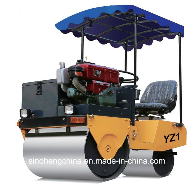 1000kg 1 Ton Double Drum Vibratory Road Roller Yz1 