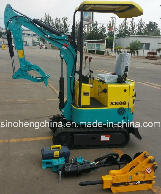 0.8 Ton Mini Digger Hydraulic Crawler Excavator with Grab Attachments Xn08 