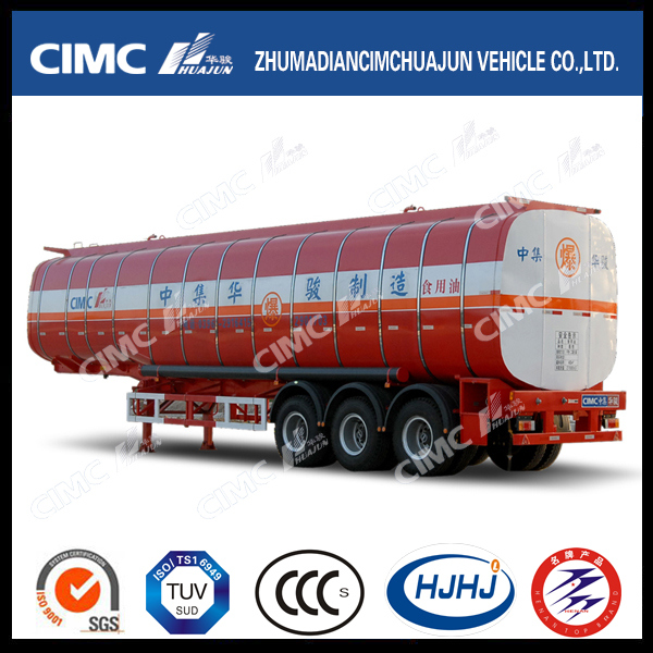 Cimc Huajun Carbon Steel 3axle Liquid Tanker with Heating Device 