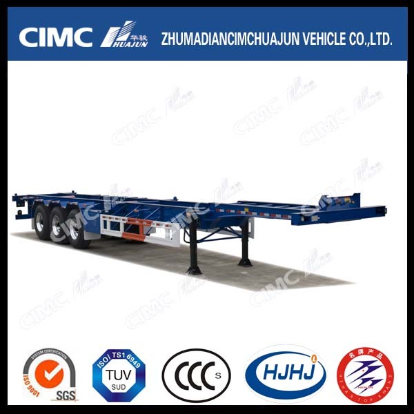 40FT 3axle Single Tire Skeleton Container Semi Trailer with Air Suspension 