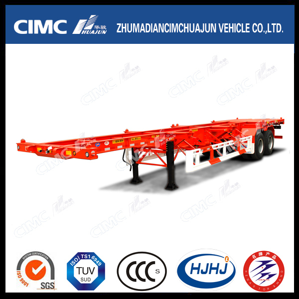 Cimc Huajun 40FT 2axle Skeleton Container Semi-Trailer with Platform 