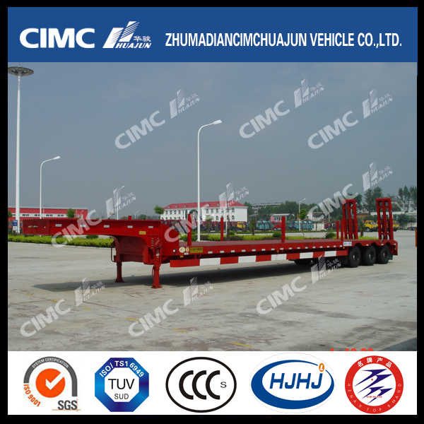 Cimc Huajun 3axle Lowbed Semi-Trailer with Pillars on Both Sides 