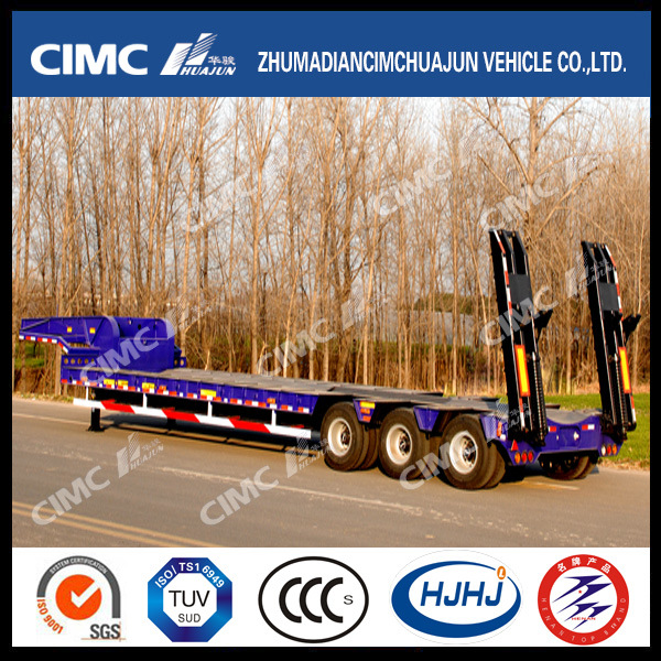 3axle Concave-Beam Low Bed Semi Trailer Without Cover on Tire 