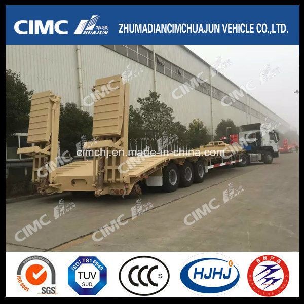 13m 2axle Big-Gooseneck High Tensile Steel Lowbed Trailer Without Cover on Tire 