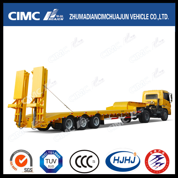 3axle Lowbed Semi-Trailer with Folding Ramp 