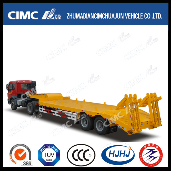 Cimc Huajun 13m 3axle Lowbed Semi Trailer with High Tensile Steel Beam 